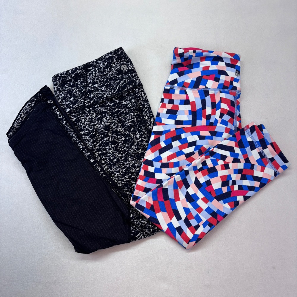 Lululemon Align High Rise Geometric Print Leggings Capri Womens 6 2 piece Lot‎